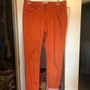 Orange skinny jeans